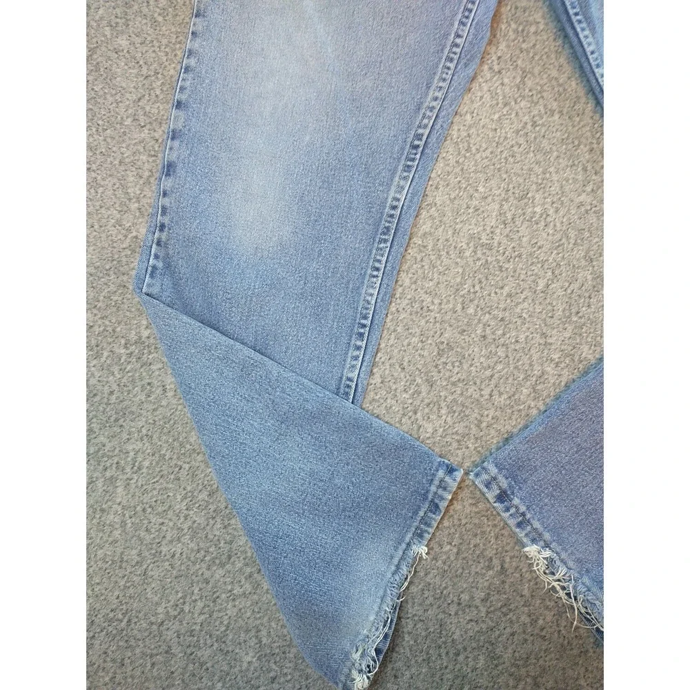Wrangler 9760WDR Mens Light Wash Straight Leg Denim Jeans Blue 34x33 Distressed